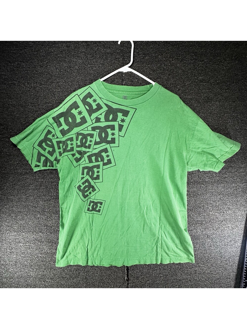 DC Shoe Co. Multi-Logo Cascading Print Graphic T-Shirt (Green, Size XL)